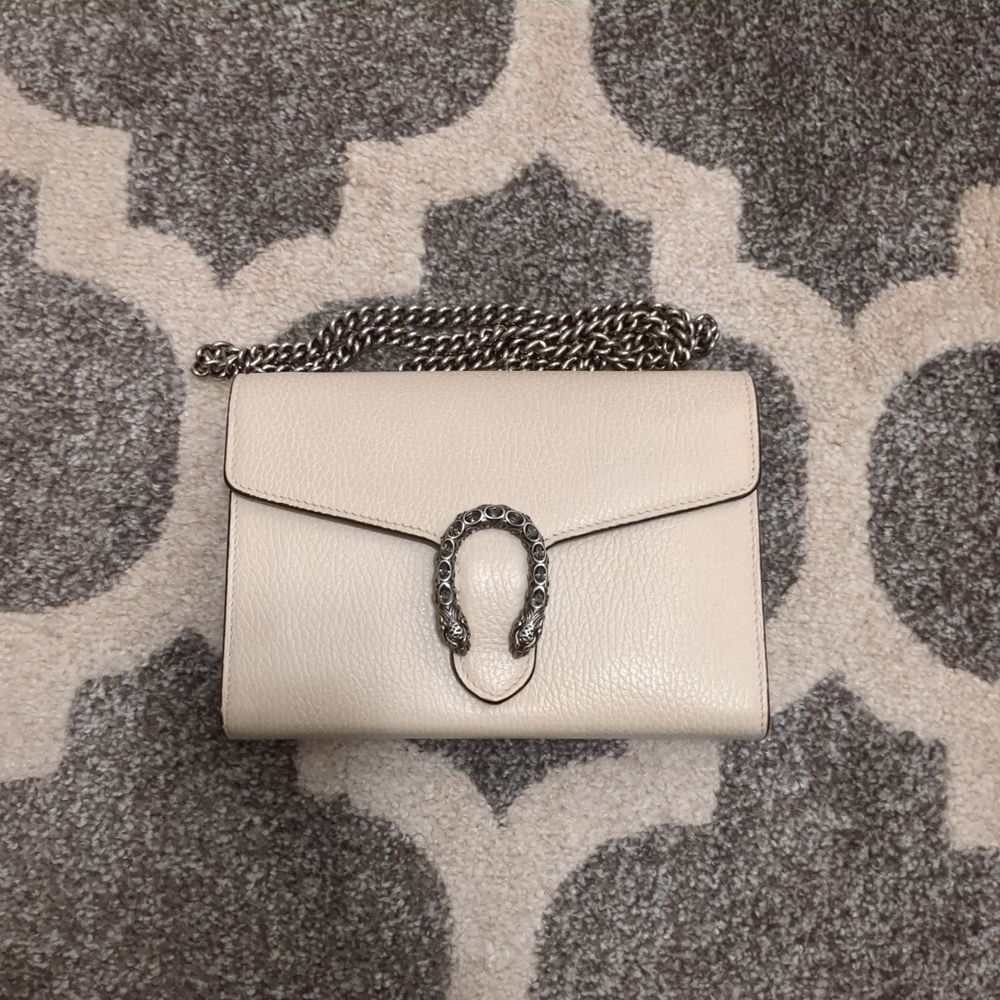 Gucci Dionysus white crystal wallet on chain bag